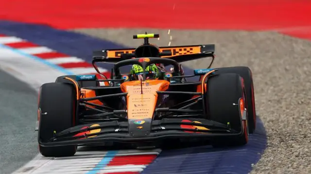 McLaren's Lando Norris goes around a corner during Austrian Grand Prix second practice
