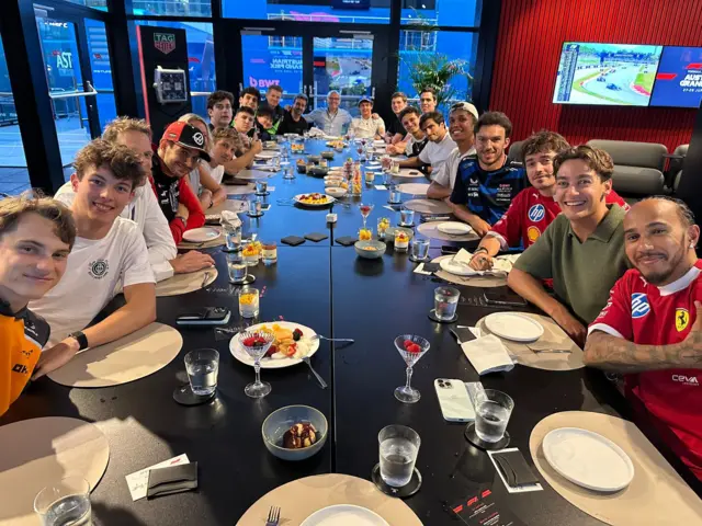 F1 Drivers at a meal with F1 CEO Stefano Domenicali
