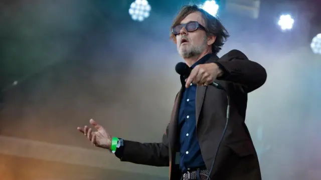 Pulp's Jarvis Cocker on the Park Stage at Glastonbury in 2022