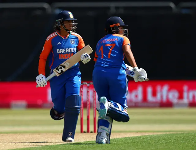 India's Smriti Mandhana and Shafali Verma in action