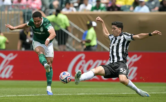 Roque fires at goal from distance