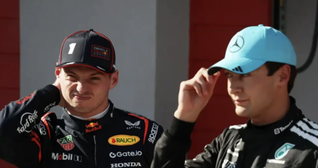 Max Verstappen and George Russell