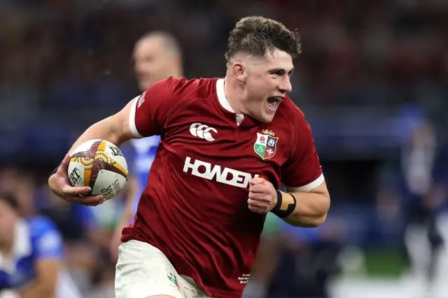 British and Irish Lions' player Dan Sheehan reacts
