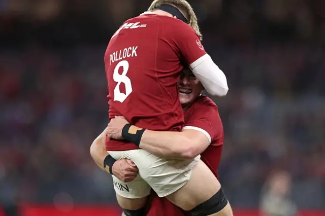 Dan Sheehan celebrates with Henry Pollock