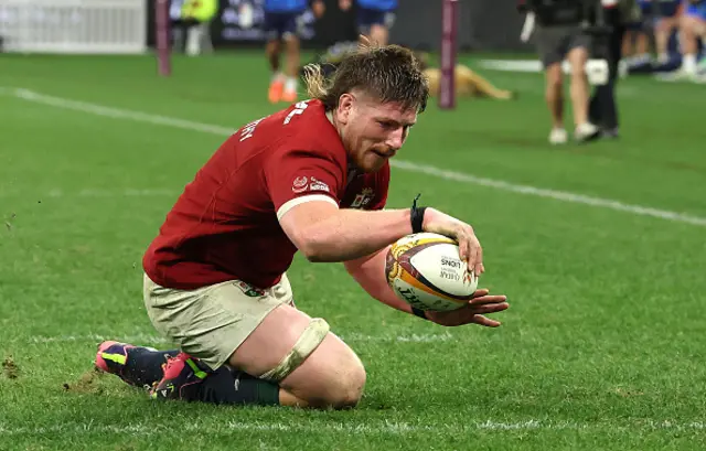 Joe McCarthy of the British & Irish Lions dive