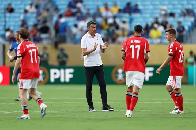 Benfica players warming up prior to the game restarting in North Carolina