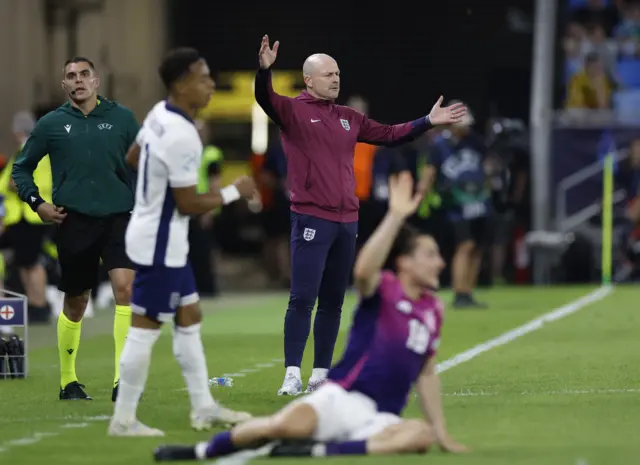 Players and managers of both sides appeal to the referee