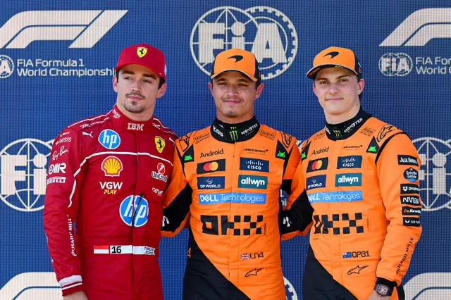 Lando Norris, Oscar Piastri and Charles Leclerc at the Austrian Grand Prix