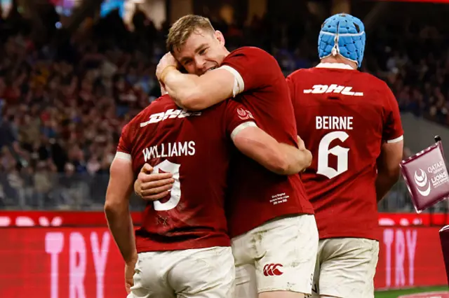 Garry Ringrose of the British Lions and Tomos Williams