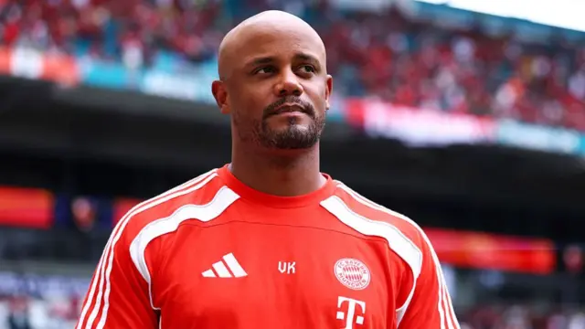 Vincent Kompany, Head Coach of FC Bayern Munchen, looks on