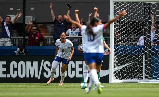 Lynn Biyendolo celebrates scoring