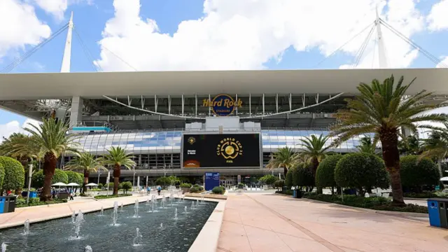 A general exterior view of Hard Rock Stadium