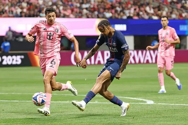 Bradley Barcola in action for PSG