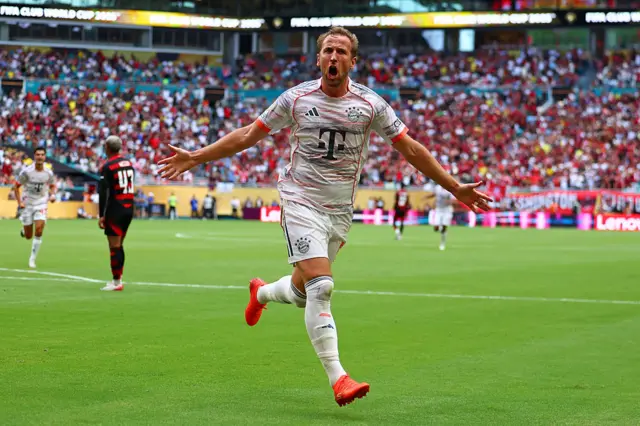 Harry Kane celebrates for Bayern Munich