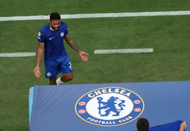 Reece James reacts after being substituted