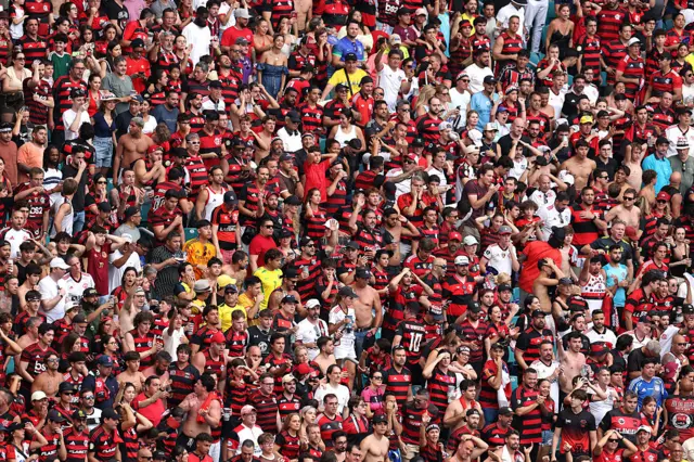 Flamengo fans inside the Hard Rock Stadium in Miami