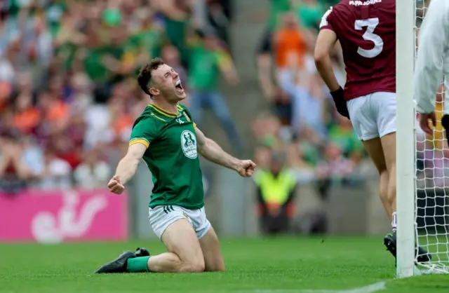 Meath's Jordan Morris celebrates scoring his crucial second goal