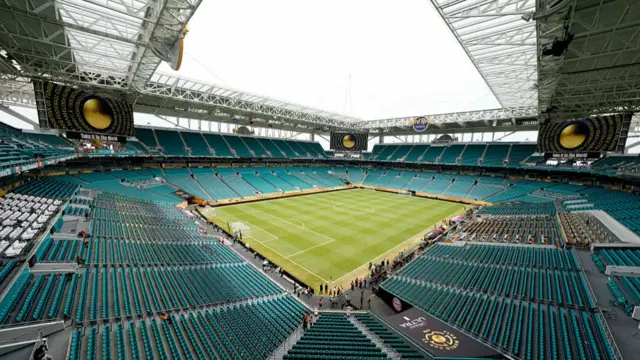 General view inside the stadium prior to the FIFA Club World Cup 2025 round of 16 match between CR Flamengo and FC Bayern München at Hard Rock Stadium