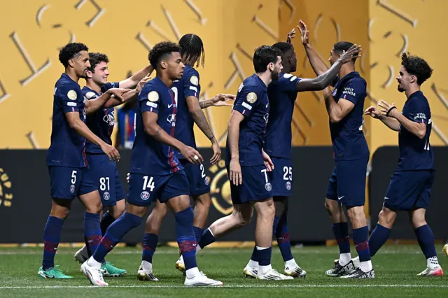 PSG players celebrate