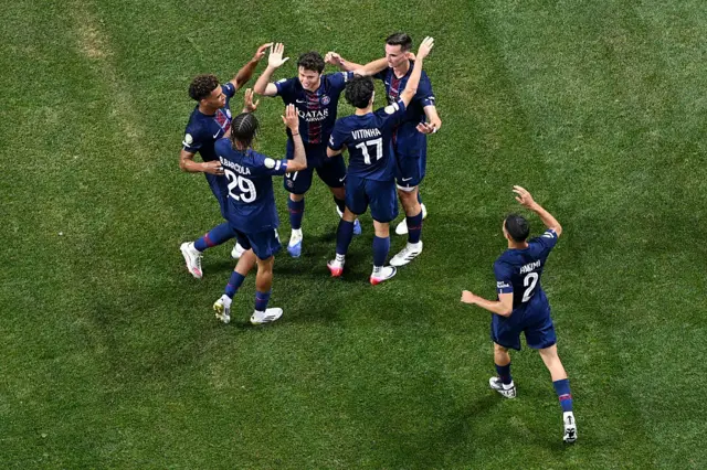 PSG players celebrate against Inter Miami