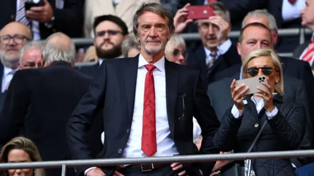 Sir Jim Ratcliffe, Minority Shareholder of Manchester United, looks on