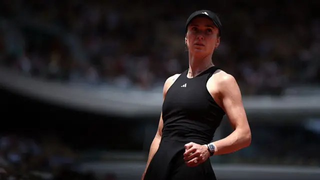 Elina Svitolina looks on