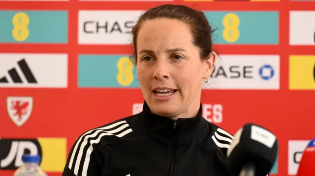 Rhian Wilkinson speaks to the media