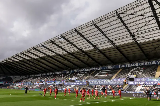 Wales players warm up