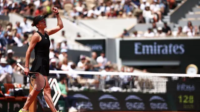 Elina Svitolina reacts after a point