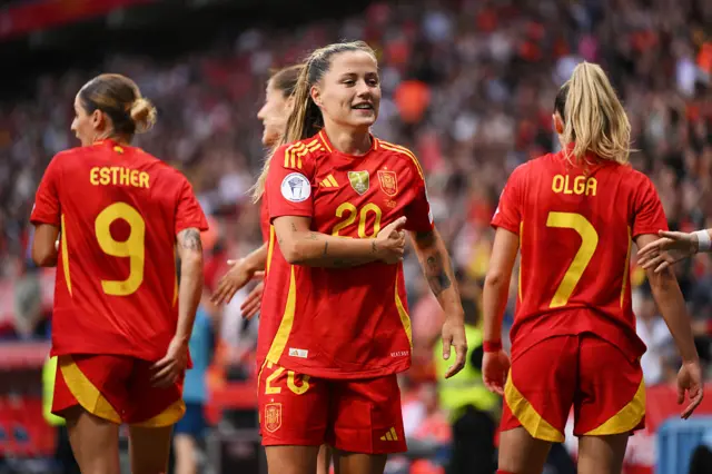 Pina celebrates her goal