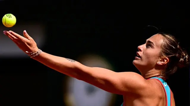 Aryna Sabalenka serves