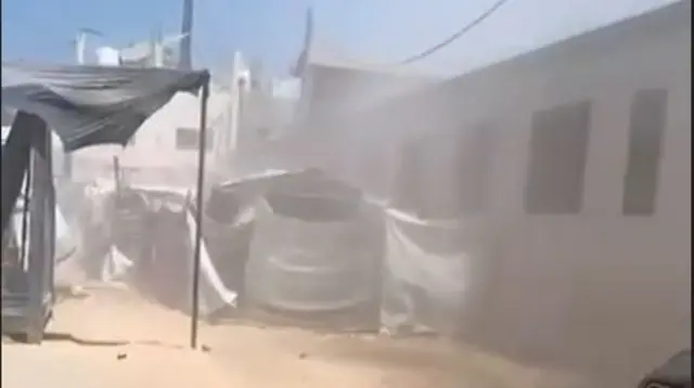 This screengrab shows some of the tents in the hospital grounds