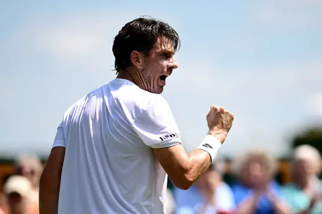 Cameron Norrie celebrates at Wimbledon
