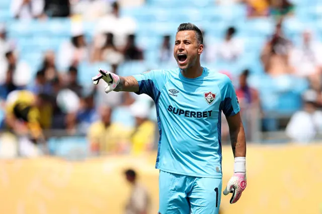 Fabio of Fluminense FC shouts instructions