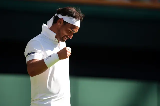 Fabio Fognini celebrates at Wimbledon
