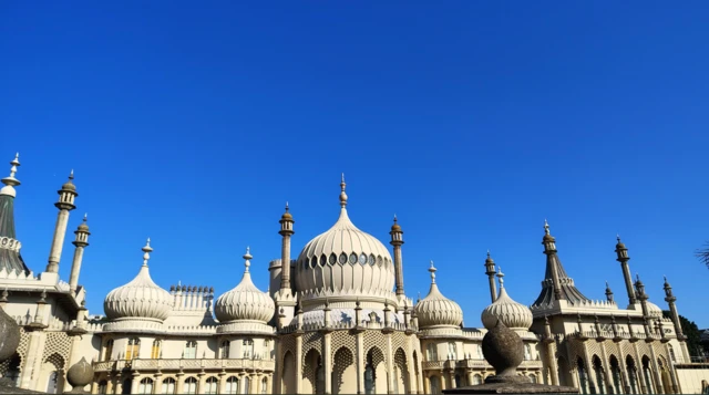 The Royal Pavilion in Brighton is basking underneath the deep blue skies on the coast