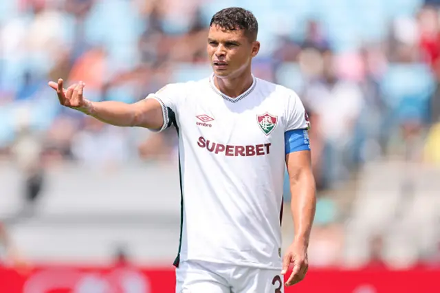 Thiago Silva of Fluminense FC reacts