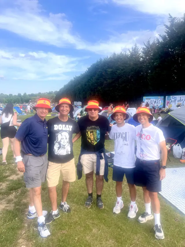 A group of Spanish fans wait in the Wimbledon queue