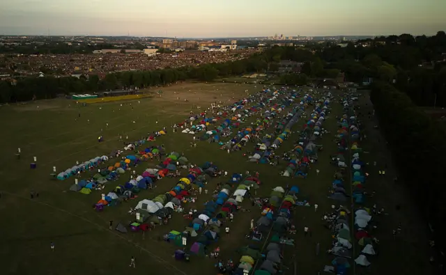Lines of tents at Wimbledon