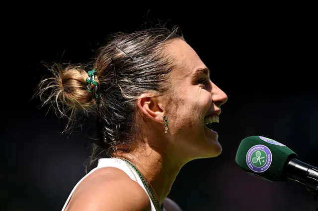 Aryna Sabalenka interviewed after victory