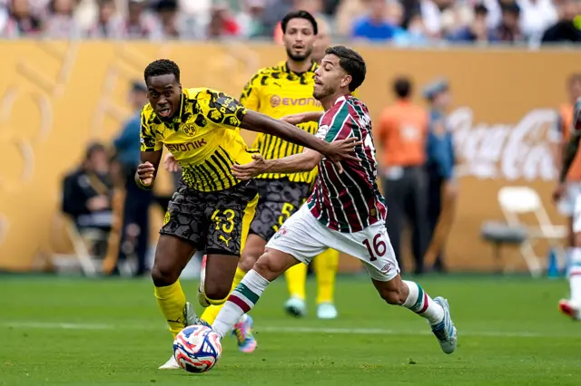 Jamie Gittens playing for Borussia Dortmund against Fluminense at the Club World Cup