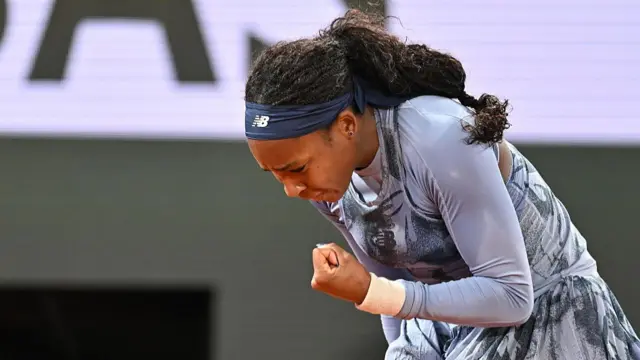 Coco Gauff clenches her fist