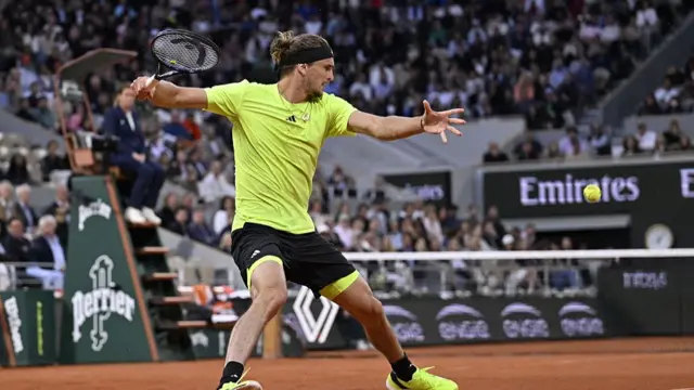 Alexander Zverev takes a forehand
