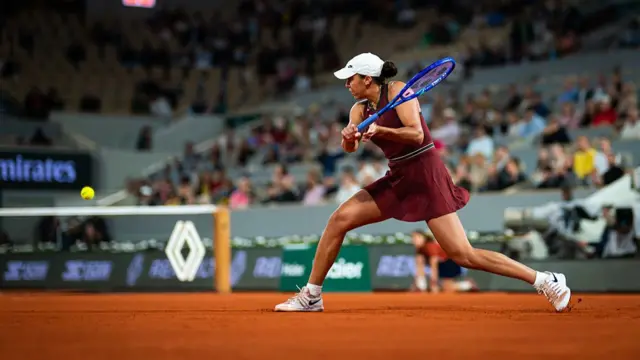 Madison Keys hits a backhand