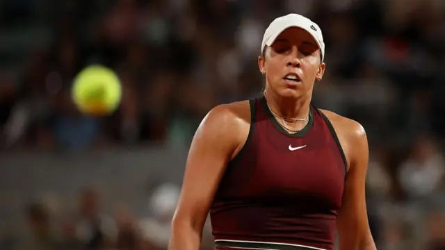 Madison Keys reacts during her women's singles quarter-final