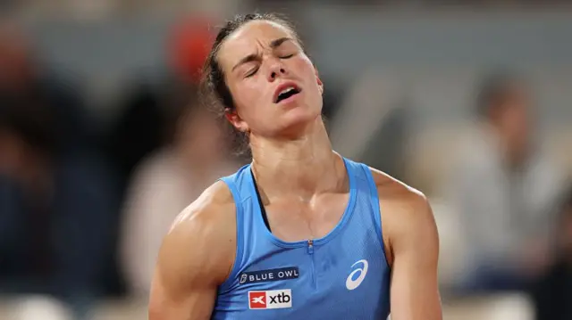 Lois Boisson of France reacts
