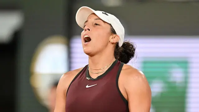 Madison Keys looks annoyed with herself