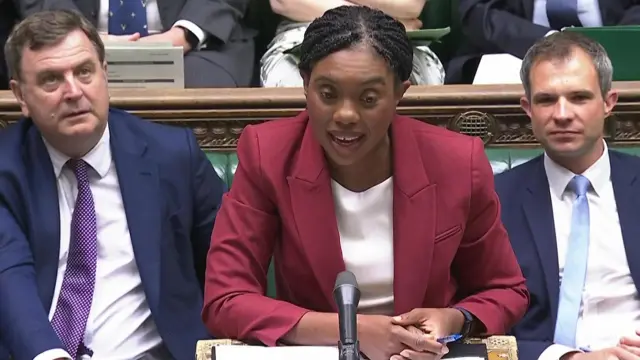 Screen grab of Conservative party leader Kemi Badenoch speaking during Prime Minister's Questions in the House of Commons,