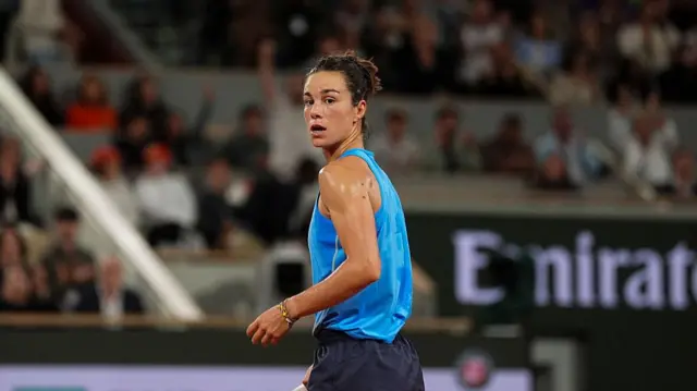 Lois Boisson reacts during her women's singles quarter-final