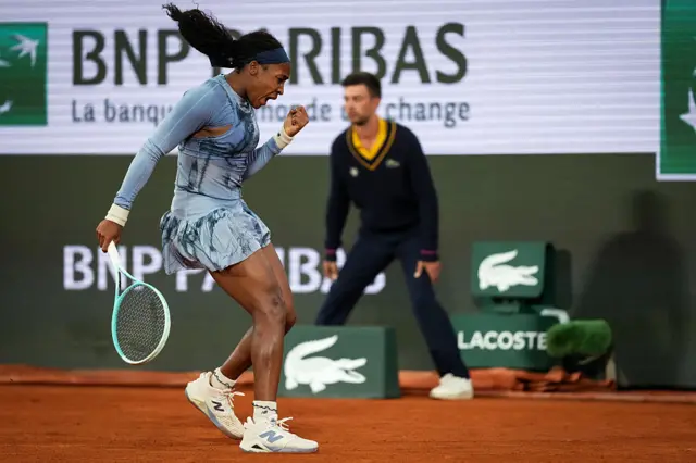 Coco Gauff celebrates